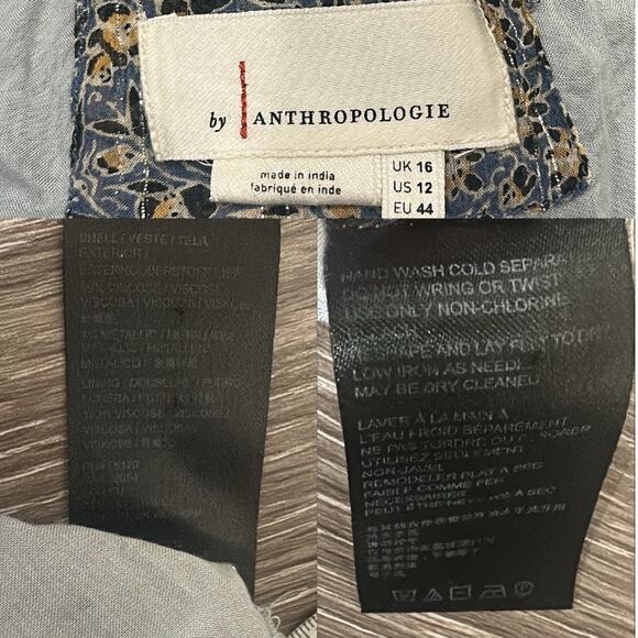 Anthropologie‎ Kira Blue Floral Off-Shoulder Peasant Midi Dress Cottage Boho 12 - Picture 11 of 12